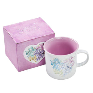 Violet Floral Heart Coffee Mug with Gift Box