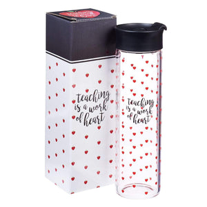 Teaching Is a Work of Heart Glass Water Bottle with Gift Box