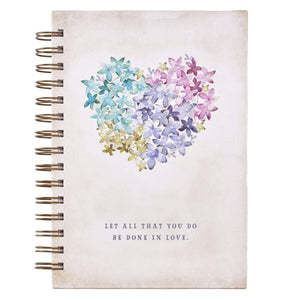 Violet Floral Heart Hardcover Spiral Journal