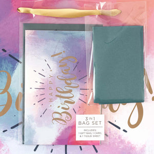 Happy Birthday Gift Bag Set with Card, Envelope and Tissue in Packaging