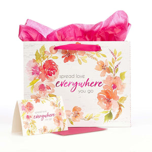 Spread Love Everywhere You Go Gift Bag Set with Card, Envelope and Tissue in Bag