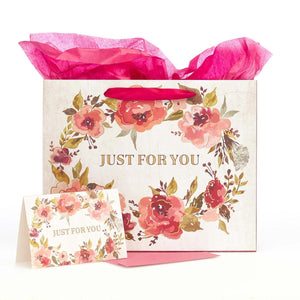 Just For You Gift Bag Set with Card, Envelope and  Tissue Inside