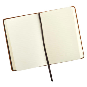 Leather Journal Amor Vincit Omnia Love Conquers All opened lined pages