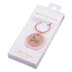 Be Grateful Rose Gold Keychain in Acetate Box