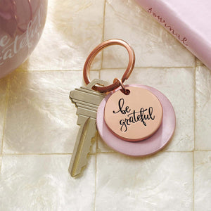 Be Grateful Rose Gold Keychain Lifestyle Image