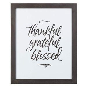 Thankful Grateful Blessed Framed Wall Art