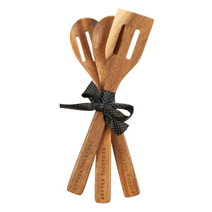 Better Together - Mr. and Mrs. Wooden Spoon Set Tied with Ribbon