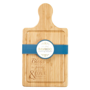 Bamboo Cutting Board with Handle: Bless the Food Before Us with Packaging